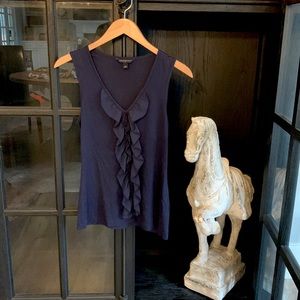Banana Republic v-neck sleeveless top with ruffle down front of shirt. Size S.